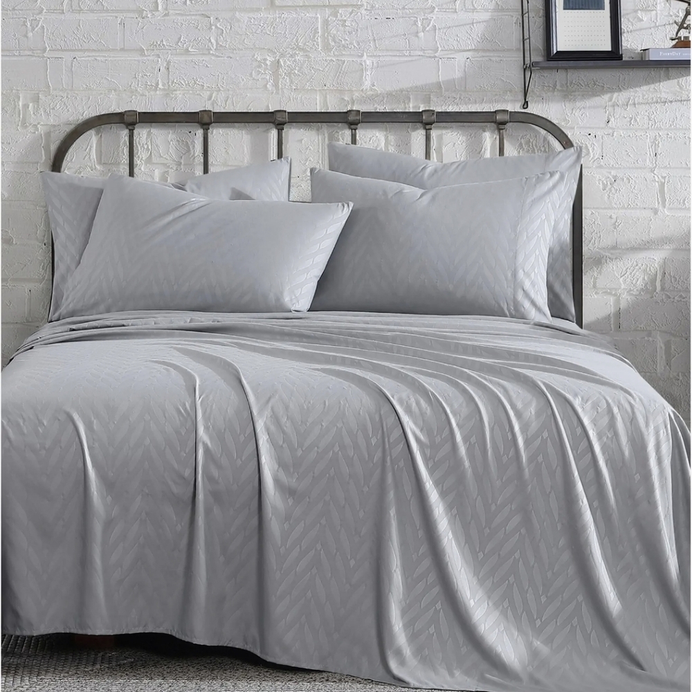 NEW Perry Ellis Portfolio Grey Herringbone 6pc Sheet set